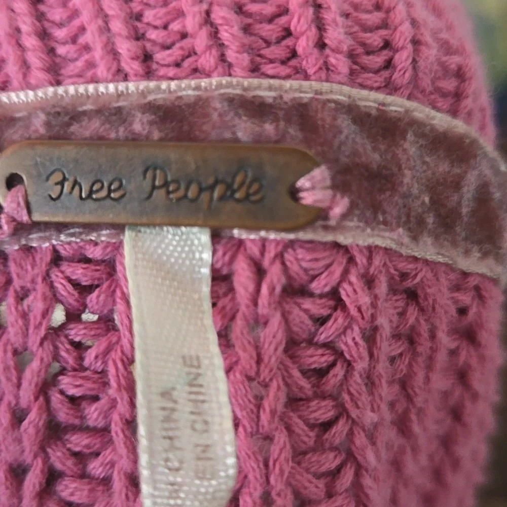 FREE PEOPLE Damsel Cotton Flare Sleeve Sweater Pink Sz Small - Picture 9 of 12